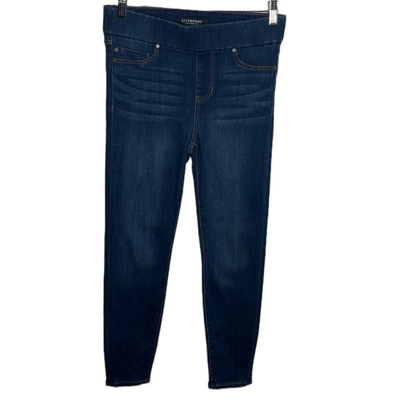 Liverpool High Rise Pull On Skinny Dark Wash Jeans Women Size Petite 4/27 - Picture 1 of 6